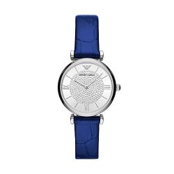 Emporio Armani Uhr für Damen , Zweizeiger Uhrwerk, 32mm Silbernes Edelstahlgehäuse mit einem Lederarmband, AR11344 von Emporio Armani