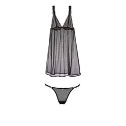 Emporio Armani Underwear Damen Baby Doll+String Christmas Lace Lingerie Set, Black, L von Emporio Armani