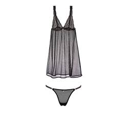 Emporio Armani Underwear Damen Baby Doll+String Christmas Lace Lingerie Set, Black, S von Emporio Armani