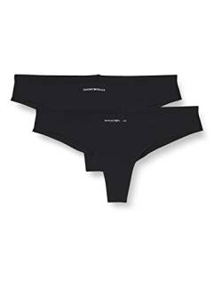 Emporio Armani Underwear Damen Bi-Pack Brazilian Brief Basic Bonding Microfiber Unterwäsche, Black/Black, L von Emporio Armani