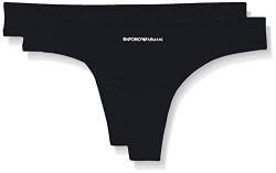 Emporio Armani Underwear Damen Bi-Pack Thong Basic Bonding Microfiber Unterwäsche, Black/Black, L von Emporio Armani
