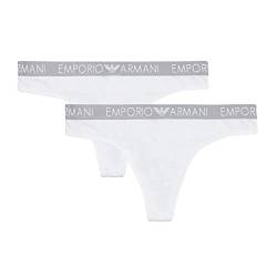 Emporio Armani Underwear Damen Bi-Pack Thong Iconic Cotton Unterwäsche, White, XS (2er von Emporio Armani