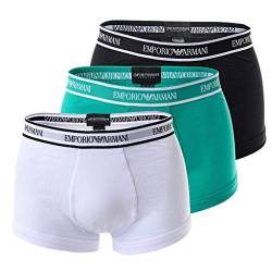 Emporio Armani Underwear Herren Multipack-Core Logoband 3-Pack Trunk Badehose, Weiß (Bianco/CARAIBI/Nero 65510), Large (Herstellergröße:L) von Emporio Armani