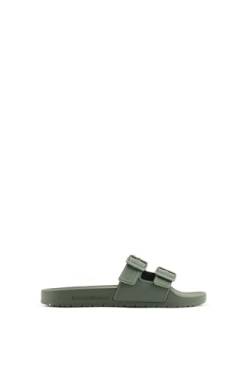 Emporio Armani Unisex Double Buckle Slide Sandal, Black+Black, 45 von Emporio Armani