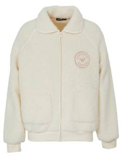 Emporio Armani Women's Full Zip Jacket Fuzzy Fleece, Pale Cream, Small von Emporio Armani