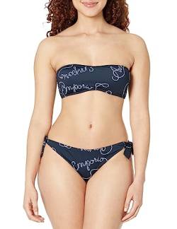 Emporio Armani Women's Logomania Band and Bow Brazilian Bikini Set, Marine/White, M von Emporio Armani