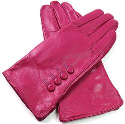 Damen Premium Qualität Original Superweich Leder Handschuhe Kunstpelz Futter Winter Alltag Warm - Magenta, L von Emporium Leather