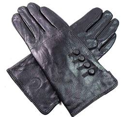 Damen Premium Qualität Original Superweich Leder Handschuhe Kunstpelz Futter Winter Alltag Warm - Schwarz, S von Emporium Leather