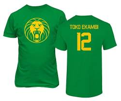 Kamerun Fußball #12 Toko Ekambi Weltfußballfans Erwachsene T-Shirt (Grün, Mittel) von Emprime Baski