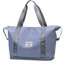 Doppellagige Reisetasche mit großem Fassungsvermögen, erweiterbare Foldie-Reisetasche, Unisex, Handtasche aus Oxford-Stoff, Outdoor-Freizeit-Fitness-Yoga-Tasche (Color : Light Blue) von EnTyze