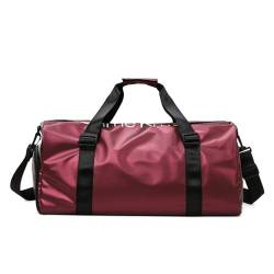 Reisetasche, Reisetasche, großes Fassungsvermögen, Fitnesstasche, Oxford-Stoff, nasse und trockene, getrennte Schultersporttasche (Color : Rose Red) von EnTyze