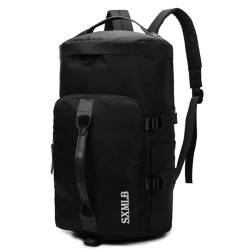 Reisetasche mit großer Kapazität, multifunktionale tragbare Umhängetasche, Sportrucksack, Nass- und Trockentrenn-Fitnesstasche (Color : Black) von EnTyze