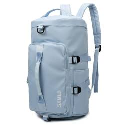 Reisetasche mit großer Kapazität, multifunktionale tragbare Umhängetasche, Sportrucksack, Nass- und Trockentrenn-Fitnesstasche (Color : Light Blue) von EnTyze