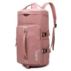 Reisetasche mit großer Kapazität, multifunktionale tragbare Umhängetasche, Sportrucksack, Nass- und Trockentrenn-Fitnesstasche (Color : Light pink) von EnTyze