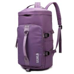 Reisetasche mit großer Kapazität, multifunktionale tragbare Umhängetasche, Sportrucksack, Nass- und Trockentrenn-Fitnesstasche (Color : Purple) von EnTyze