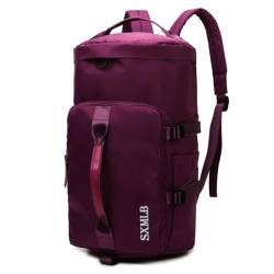 Reisetasche mit großer Kapazität, multifunktionale tragbare Umhängetasche, Sportrucksack, Nass- und Trockentrenn-Fitnesstasche (Color : Purple red) von EnTyze