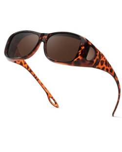 Enafad Polarisierte Überbrille Damen Sonnenbrille Fitover Brille mit UV400 Schutz, Schildkrötenrahmen-braune Gläser von Enafad