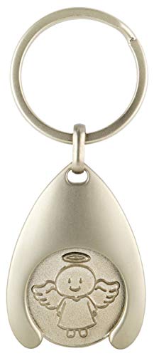 EnerChrom Schutzengel Schlüsselanhänger Smiling Paul - 1 Stück, 7cm - Silber - Viel Glück Einkaufswagenchip Glücksengel von EnerChrom
