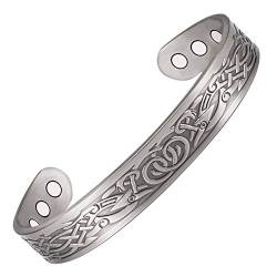 EnerMagiX Kupfer Magnet-Armbänder für Damen und Herren, 99,9 % solides Kupfer, magnetisches Armband mit 6 starken Magneten, verstellbare Größe, Manschetten-Armreif (Silber) von EnerMagiX