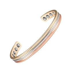 EnerMagiX Tri Tone Magnetische Kupferarmbänder für Frauen oder Herren, Kupfer-Armreifen mit 8 Magneten, 16,5 cm, verstellbare Größe, Frauentagsgeschenk für Mutter, Frau von EnerMagiX