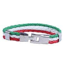 Energetic a Armband, gewebt, aus Legierung, Leder, italienische Farbe, für Frauen – Grün und Weiß und Rot (Breite 14 mm, Länge 21,5 cm), Legierung, PU-Leder von Energetic