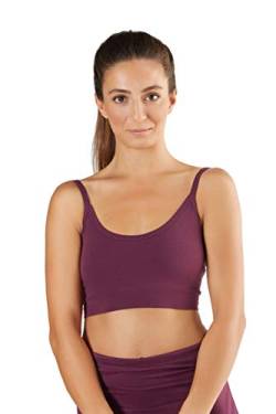 Damen Bustier Bio-Baumwolle Sport BH Top Unterhemd 9 Farben Yoga Pilates Fitness (L, aubergine) von Enetal Natur&Damen