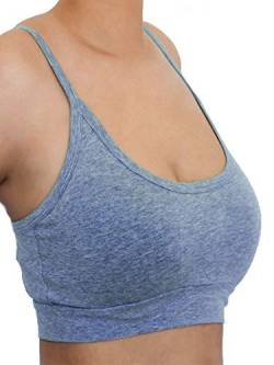 Damen Bustier Bio-Baumwolle Sport BH Top Unterhemd 9 Farben Yoga Pilates Fitness (L, blau-Melange) von Enetal Natur&Damen