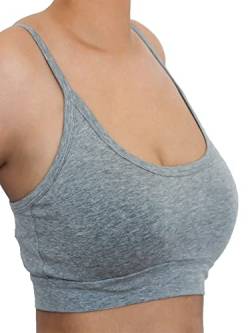 Damen Bustier Bio-Baumwolle Sport BH Top Unterhemd 9 Farben Yoga Pilates Fitness (L, grau) von Enetal Natur&Damen