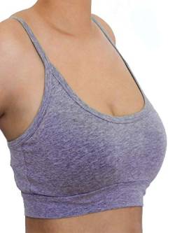 Damen Bustier Bio-Baumwolle Sport BH Top Unterhemd 9 Farben Yoga Pilates Fitness (L, lila-Melange) von Enetal Natur&Damen