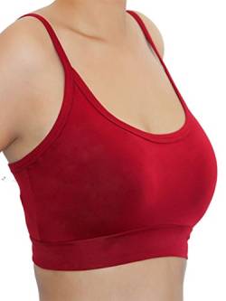 Damen Bustier Bio-Baumwolle Sport BH Top Unterhemd 9 Farben Yoga Pilates Fitness (L, rot) von Enetal Natur&Damen