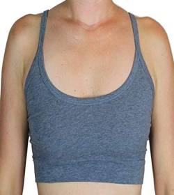 Damen Bustier Bio-Baumwolle Sport BH Top Unterhemd 9 Farben Yoga Pilates Fitness (M, Navy-Melange) von Enetal Natur&Damen