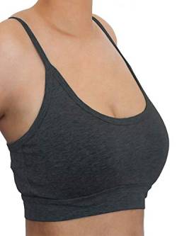 Damen Bustier Bio-Baumwolle Sport BH Top Unterhemd 9 Farben Yoga Pilates Fitness (M, anthrazit) von Enetal Natur&Damen