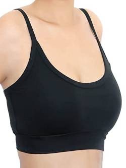 Damen Bustier Bio-Baumwolle Sport BH Top Unterhemd 9 Farben Yoga Pilates Fitness (M, schwarz) von Enetal Natur&Damen
