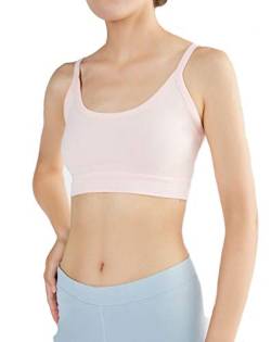 Damen Bustier Bio-Baumwolle Sport BH Top Unterhemd 9 Farben Yoga Pilates Fitness (S, rosenquarz) von Enetal Natur&Damen