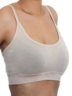Damen Bustier Bio-Baumwolle Sport BH Top Unterhemd 9 Farben Yoga Pilates Fitness (XL, beige) von Enetal Natur&Damen