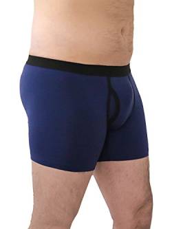 Herren Boxershorts mit Eingriff Bio-Baumwolle Unterhose Unterwäsche 7 Farben (L-52, dunkelblau) von Enetal Natur&Herren