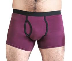 Herren Boxershorts mit Eingriff Bio-Baumwolle Unterhose Unterwäsche 7 Farben (M-50, aubergine) von Enetal Natur&Herren