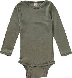 Baby Body Langarm, Wolle Seide, Engel, Olive, 50-56 von Engel