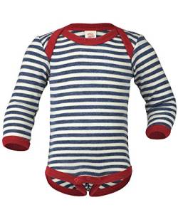 Baby Body langarm, Wolle maschinenw., Engel Natur, Blau Melange/Natur, Gr. 74/80 von Engel