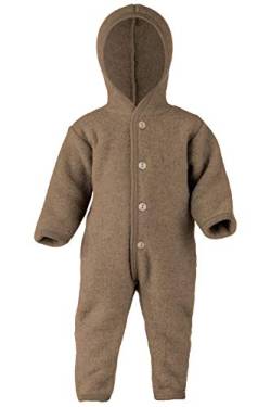 Engel Baby Overall mit Kapuze Wollfleece, 62-68/62/68, walnuss melange von Engel