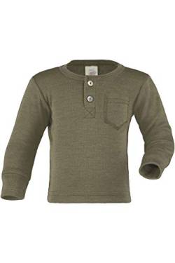 Engel Natur, Baby Shirt mit Knopfleiste, 70% Wolle (kbT), 30% Seide, Natur (Olive, 74/80) von Engel