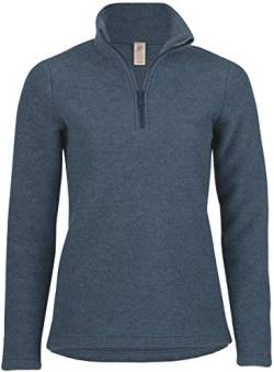 Engel Natur, Damen Fleece Pullover mit Reißverschluss, 100% Wolle (kbT) (34/36, Atlantik Melange) von Engel