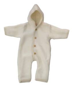 Engel-Natur Baby Overall mit Kapuze aus Bio Schurwoll-Fleece, Natur, Gr. 62/68 von Engel