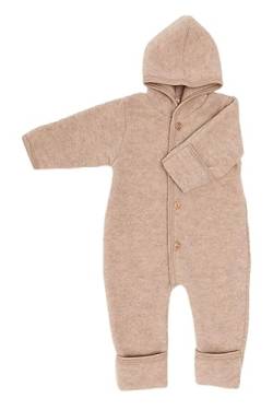 Engel Overall mit Kapuze, 100% Schurwolle Fleece, Natur, Gr. 50/56-86/92, 4 Farben (Sand melange, 62-68) von Engel