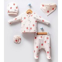 Engelbaby Erstausstattungspaket 5-teiliges Neugeborenen-Set 0-3 Monate 100% Baumwolle Erdbeere-Motiv (Set Spar-Set Geschenk-set, 5-tlg., Langarmshirt, Hose, Handschuhe, Lätzchen, Mütze) 5-teilig 100% Baumwolle 0-3 Monate Erdbeeren Motiv Erstausstattung von Engelbaby