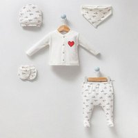 Engelbaby Erstausstattungspaket Erstausstattungs-Set Neugeborenen 100% Baumwolle 5-teilige HERZ-Motiv (Set, 5-tlg., Langarm, Hose, Mütze, Handschuhe, Lätzchen) 5-teilig Herz-Motiv 0-3 Monate Erstausstattung-set 100% Baumwolle von Engelbaby