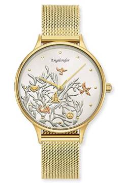 Engelsrufer Damen Analog Quarz Uhr mit Edelstahl Armband ERWA-TREE01-MG-MG, Gold von Engelsrufer