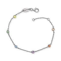 Engelsrufer Damen Armband aus Sterling Silber besetzt mit 6 Zirkonia Steinen in Multicolor, Karabinerverschluss, in zwei Längen verstellbar, nickelfrei, ERB-LILMOON-ZIM von Engelsrufer