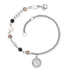 Engelsrufer Damen Armband silber aus Sterling Silber, Glasperlen und Lebensblume Anhänger - besetzt mit 24 weißen Zirkonia -in zwei Längen verstellbar - nickelfrei von Engelsrufer