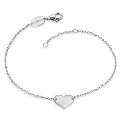 Engelsrufer Damen Armband silber aus Sterling Silber und schlichtem Herz Anhänger silber - Karabinerverschluss - in zwei Längen verstellbar - nickelfrei von Engelsrufer